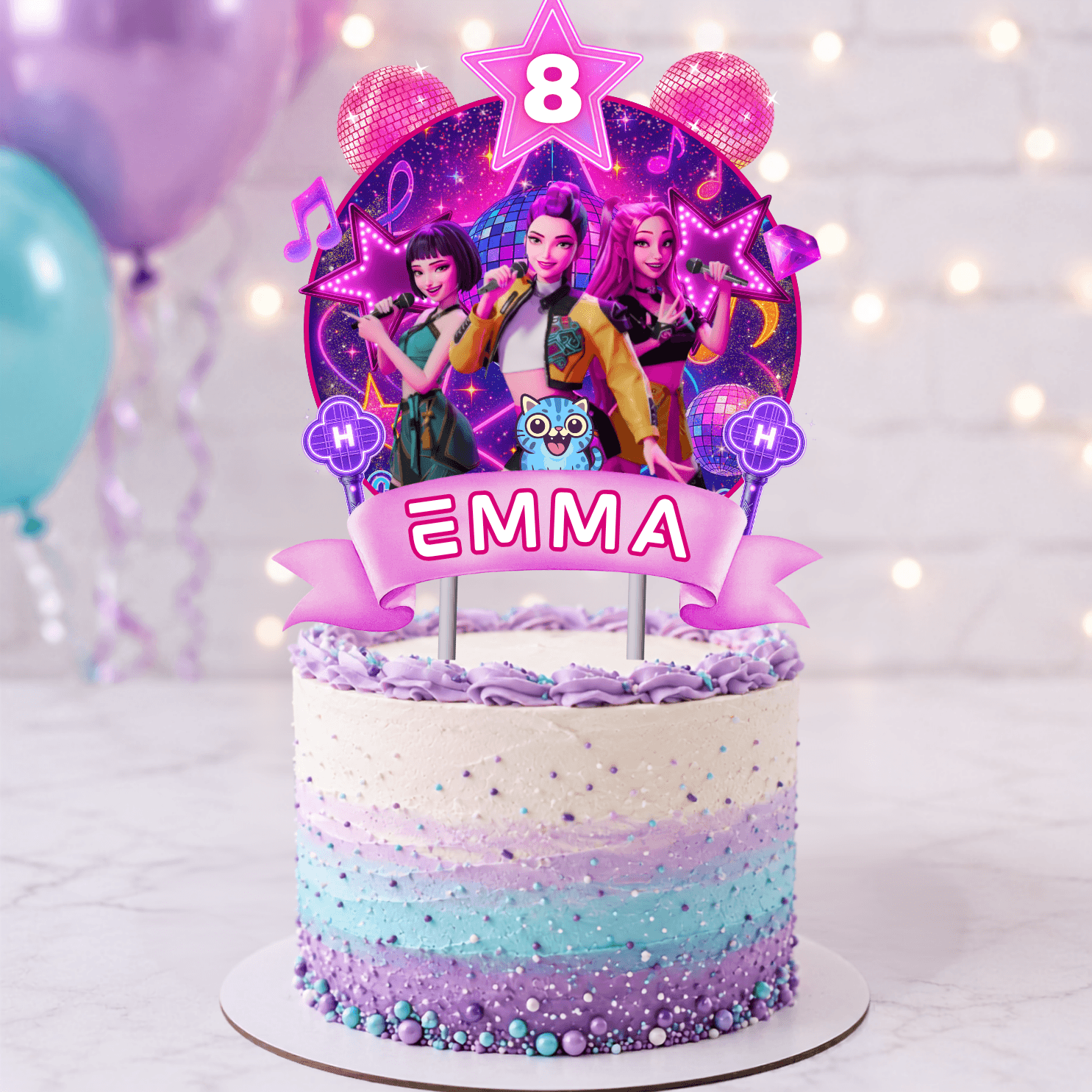 KPop Demon Hunters Editable Cake Toppers | Canva Template - Imagen 4