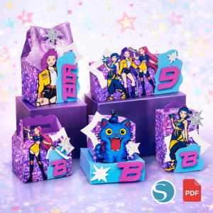 Kpop Demon Hunter Set de 5 Cajitas / Kpop Demon Hunter Party Favor Boxes