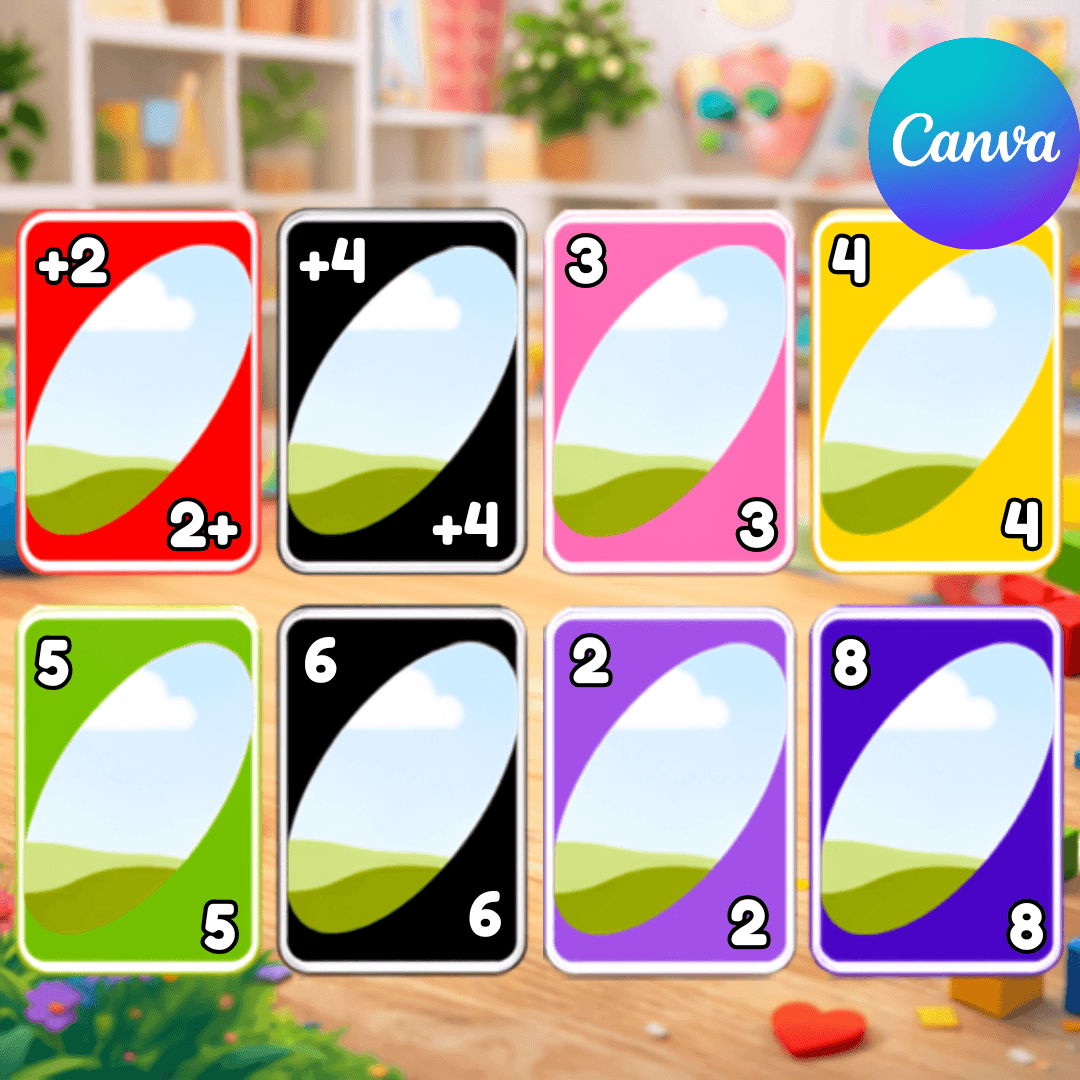 UNO Card Game Template | Editable Canva Printable Game + Box - Imagen 2