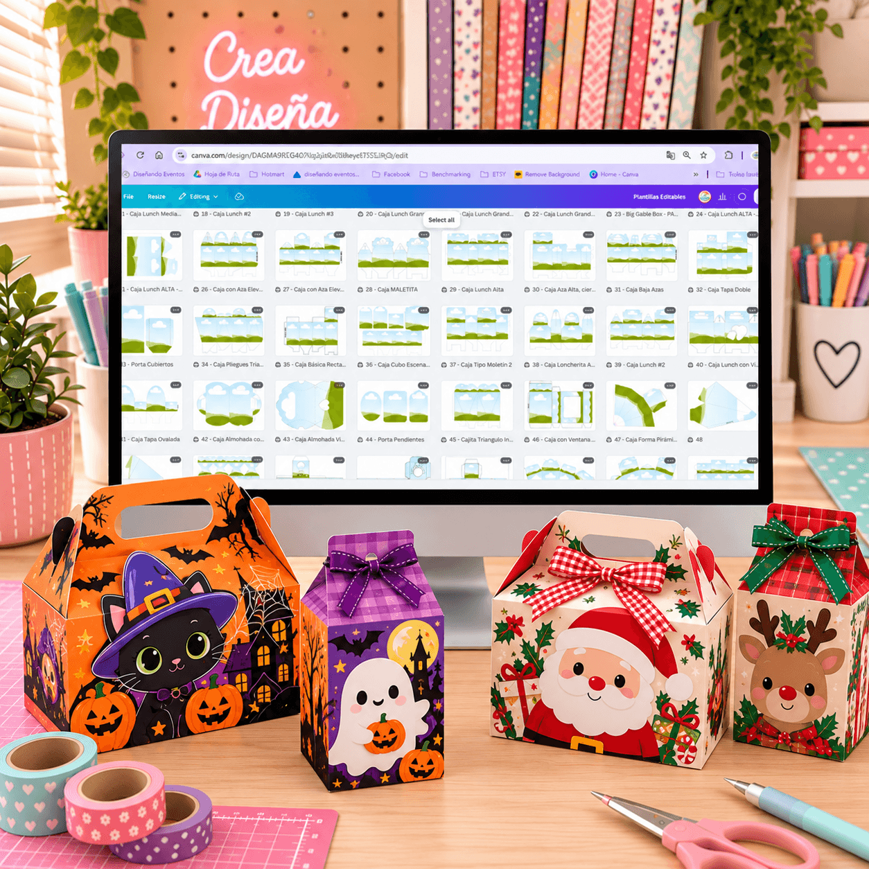 250+ Canva Templates & 2000+ Christmas and Halloween Cliparts and Digital Papers